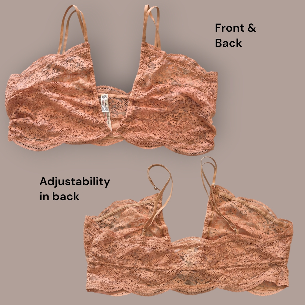 Free People Intimately Gray Ribbed M/L & Peach Lace XL Bralette Duo - Picture 4 of 7